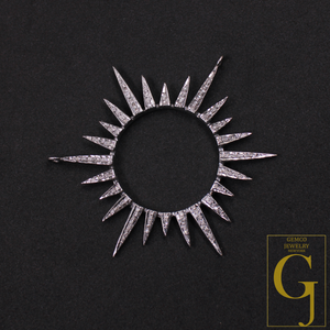 Pave Diamond Sunburst Pendant 925 Sterling Silver Pendant Handmade Diamond Pendant Beautiful Sunburst Diamond Pendant