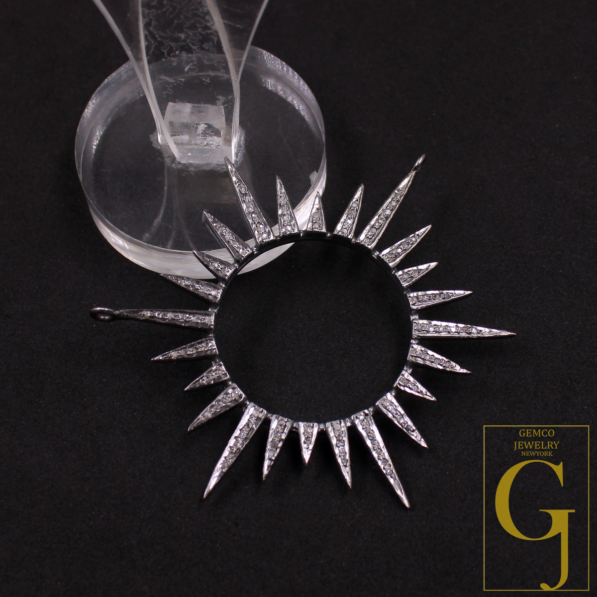 Pave Diamond Sunburst Pendant 925 Sterling Silver Pendant Handmade Diamond Pendant Beautiful Sunburst Diamond Pendant
