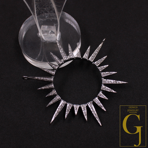 Pave Diamond Sunburst Pendant 925 Sterling Silver Pendant Handmade Diamond Pendant Beautiful Sunburst Diamond Pendant