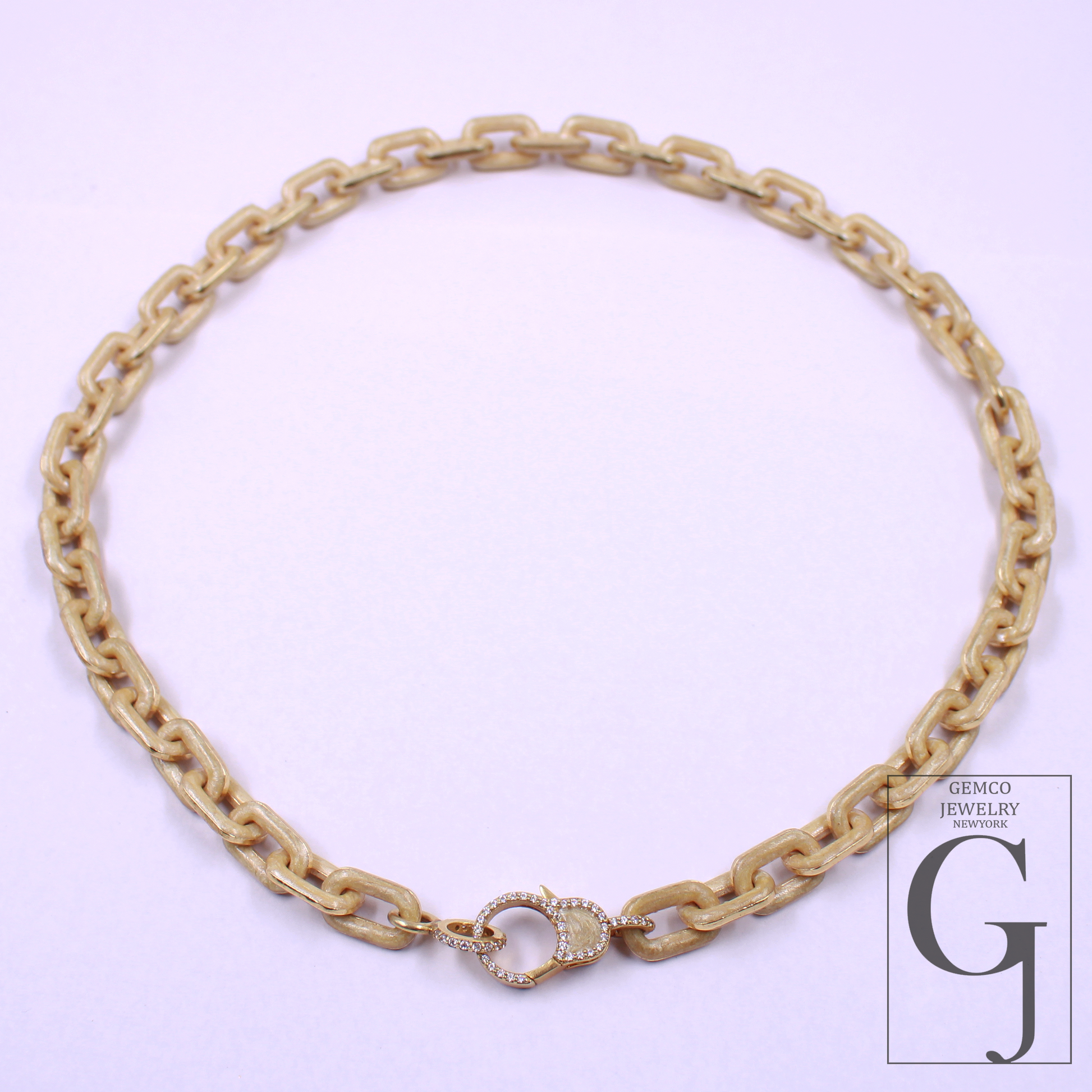 One Of A Kind Golden Pearl Enamel Necklace With Lab Grown Diamonds - Handmade Finish Brass Jewelry Necklace