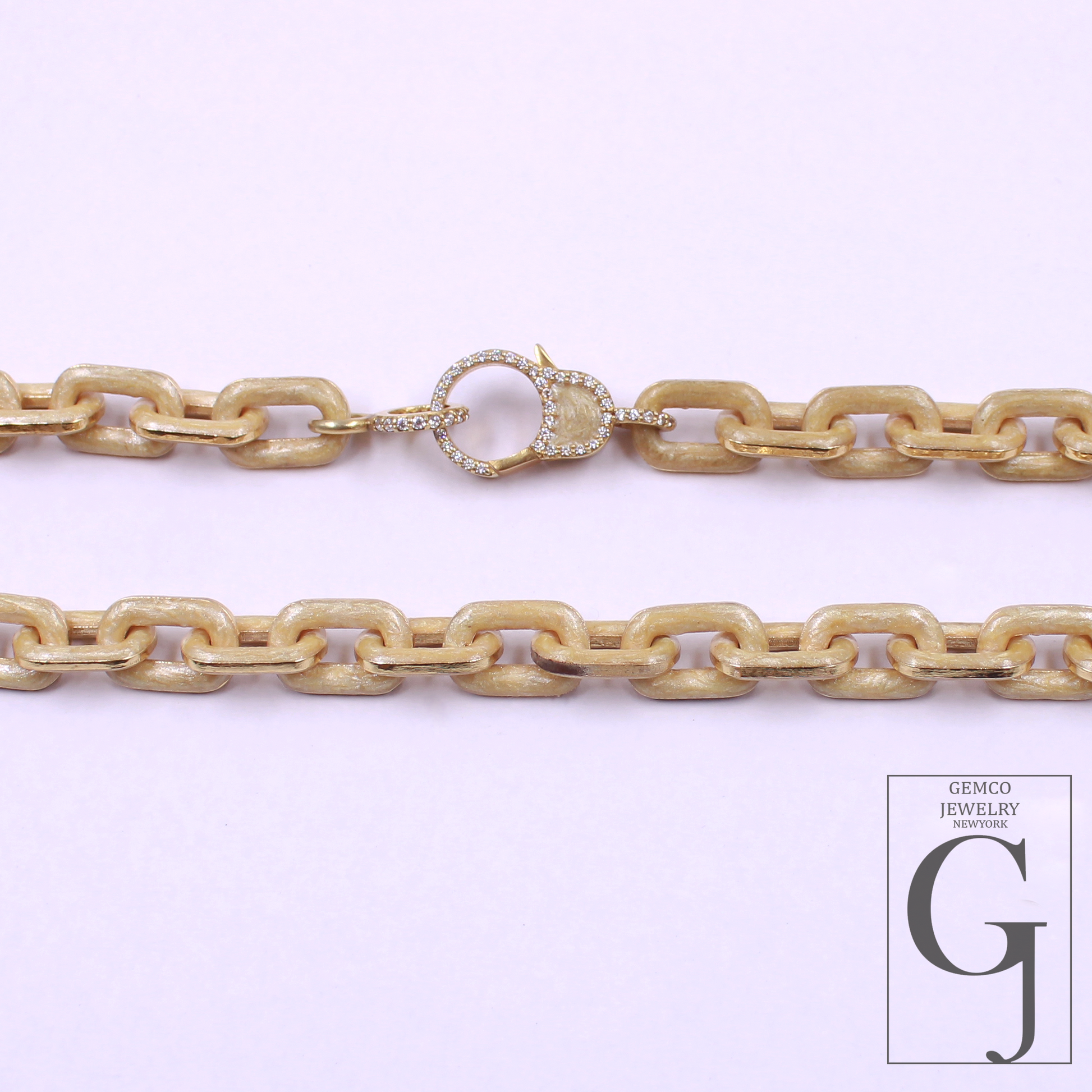 One Of A Kind Golden Pearl Enamel Necklace With Lab Grown Diamonds - Handmade Finish Brass Jewelry Necklace