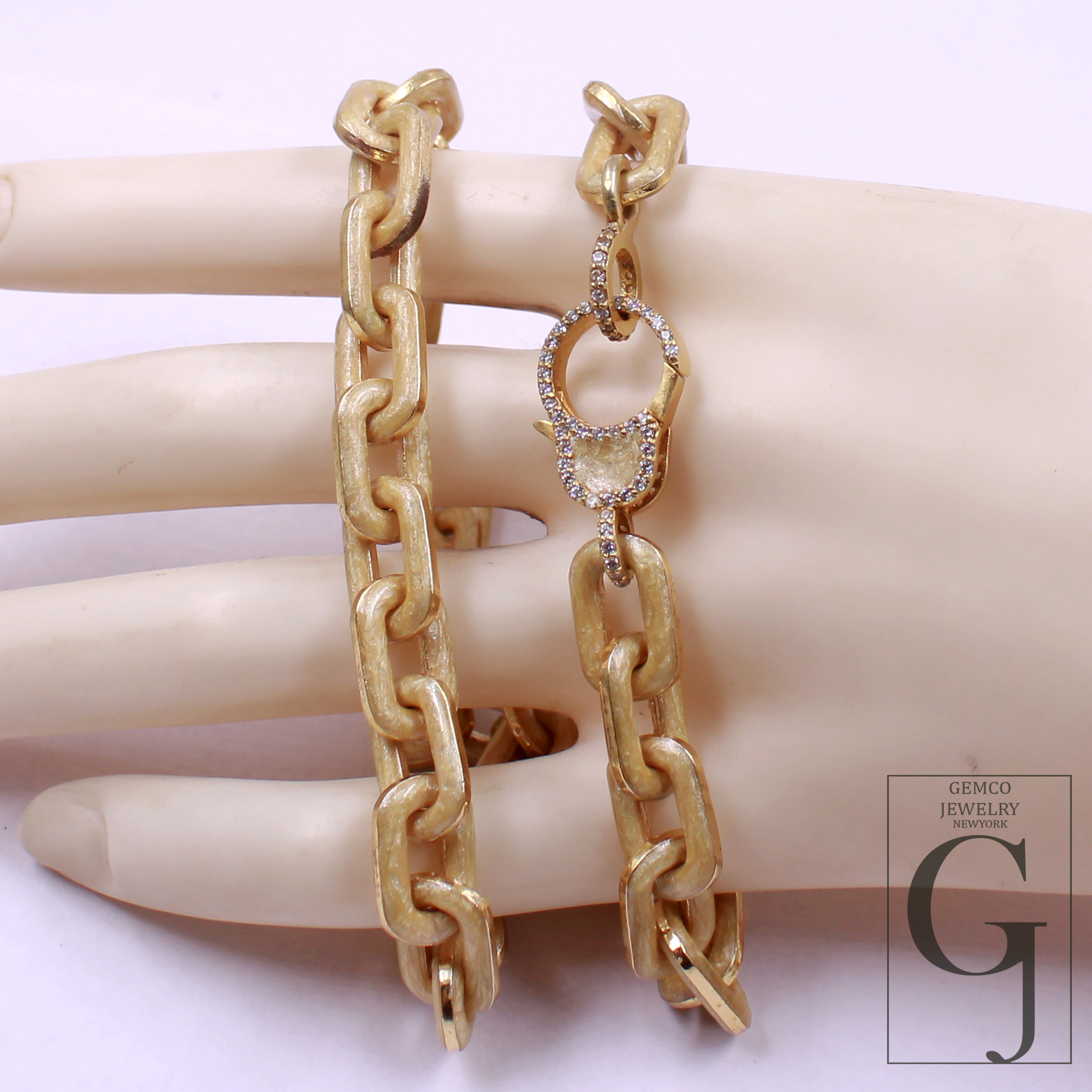One Of A Kind Golden Pearl Enamel Necklace With Lab Grown Diamonds - Handmade Finish Brass Jewelry Necklace