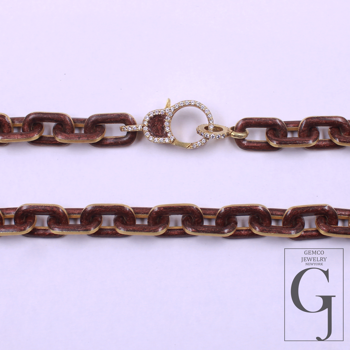 Amazing Brown Pearl Enamel Necklace With Lab Grown Diamonds - Brass Jewelry Handmade Finish Jewelry