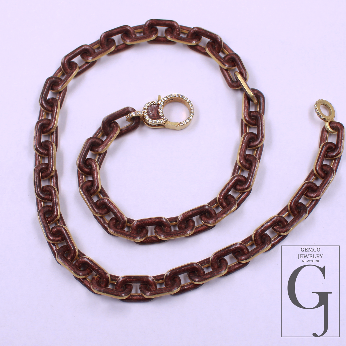 Amazing Brown Pearl Enamel Necklace With Lab Grown Diamonds - Brass Jewelry Handmade Finish Jewelry