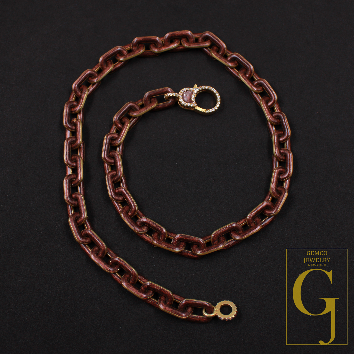 Amazing Brown Pearl Enamel Necklace With Lab Grown Diamonds - Brass Jewelry Handmade Finish Jewelry