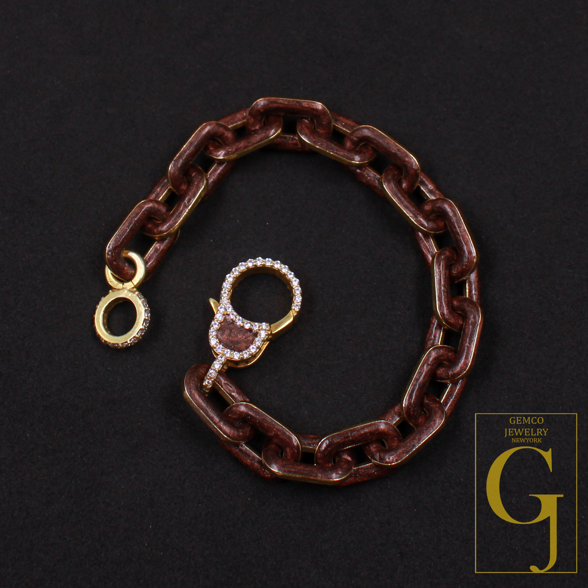 One Of A Kind Brown Pearl Enamel Bracelet - Lab Grown Diamonds Brass Bracelet Handmade Finish Jewelry For Her