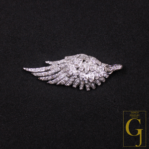 Designer Rosecut Pave Diamond Feather Pendant - 925 Sterling Silver Handmade Finish Diamond Jewelry Gift For Her