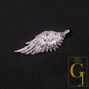 Designer Rosecut Pave Diamond Feather Pendant - 925 Sterling Silver Handmade Finish Diamond Jewelry Gift For Her