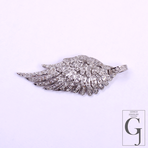 Designer Rosecut Pave Diamond Feather Pendant - 925 Sterling Silver Handmade Finish Diamond Jewelry Gift For Her
