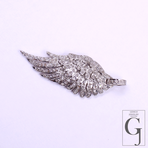 Designer Rosecut Pave Diamond Feather Pendant - 925 Sterling Silver Handmade Finish Diamond Jewelry Gift For Her