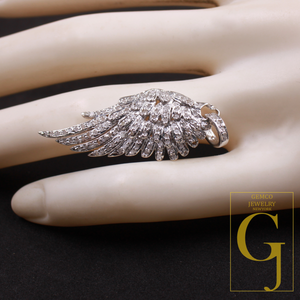 Designer Rosecut Pave Diamond Feather Pendant - 925 Sterling Silver Handmade Finish Diamond Jewelry Gift For Her