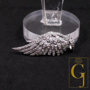 Designer Rosecut Pave Diamond Feather Pendant - 925 Sterling Silver Handmade Finish Diamond Jewelry Gift For Her