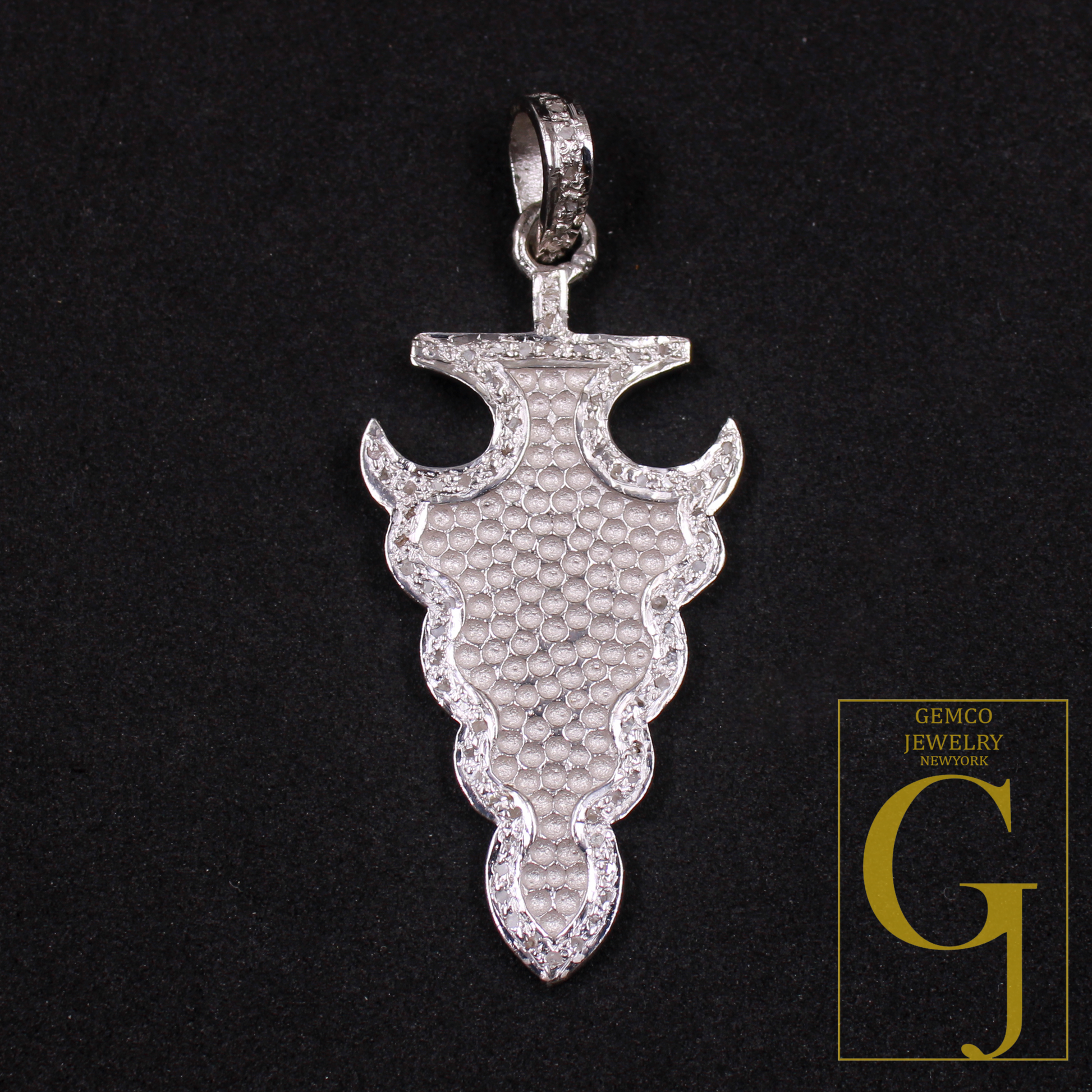 Natural Rosecut Pave Diamond Pendant - 925 Sterling Silver Handmade Shiny Silver Finish Diamond Jewelry Gift For Her