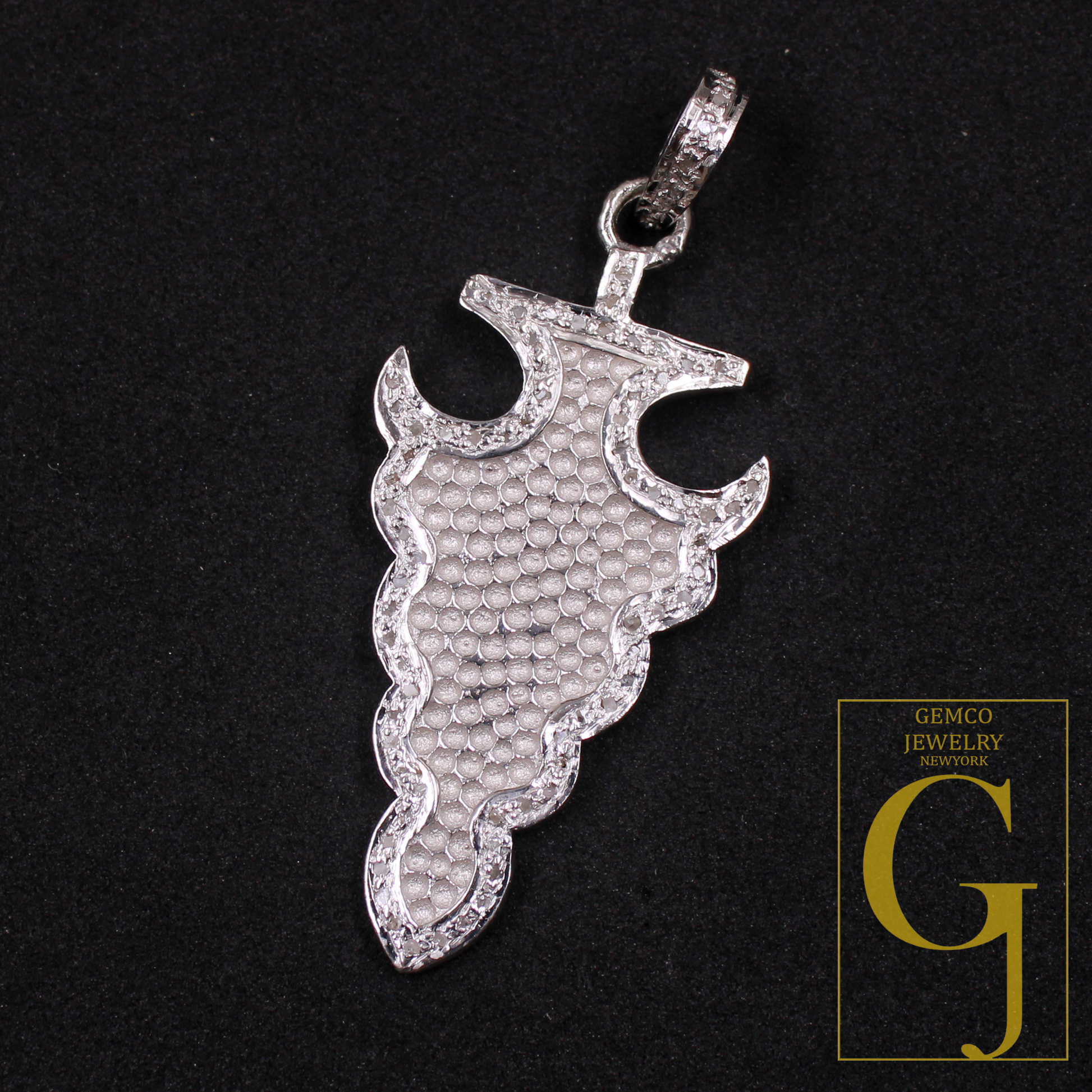 Natural Rosecut Pave Diamond Pendant - 925 Sterling Silver Handmade Shiny Silver Finish Diamond Jewelry Gift For Her
