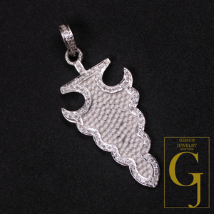 Natural Rosecut Pave Diamond Pendant - 925 Sterling Silver Handmade Shiny Silver Finish Diamond Jewelry Gift For Her
