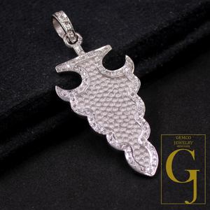 Natural Rosecut Pave Diamond Pendant - 925 Sterling Silver Handmade Shiny Silver Finish Diamond Jewelry Gift For Her
