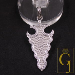 Natural Rosecut Pave Diamond Pendant - 925 Sterling Silver Handmade Shiny Silver Finish Diamond Jewelry Gift For Her