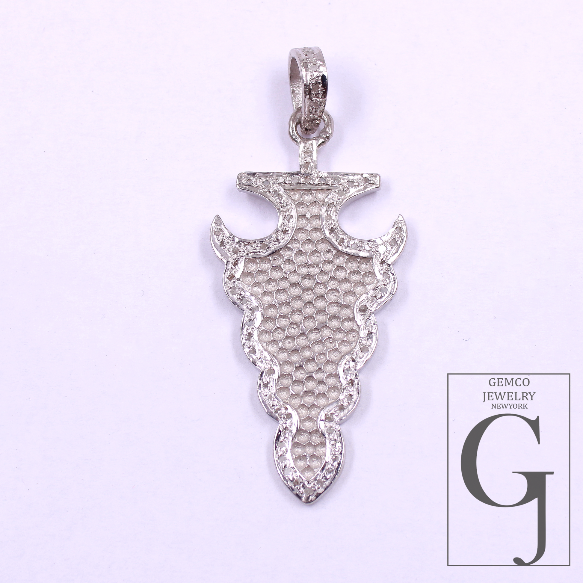 Natural Rosecut Pave Diamond Pendant - 925 Sterling Silver Handmade Shiny Silver Finish Diamond Jewelry Gift For Her