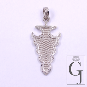 Natural Rosecut Pave Diamond Pendant - 925 Sterling Silver Handmade Shiny Silver Finish Diamond Jewelry Gift For Her