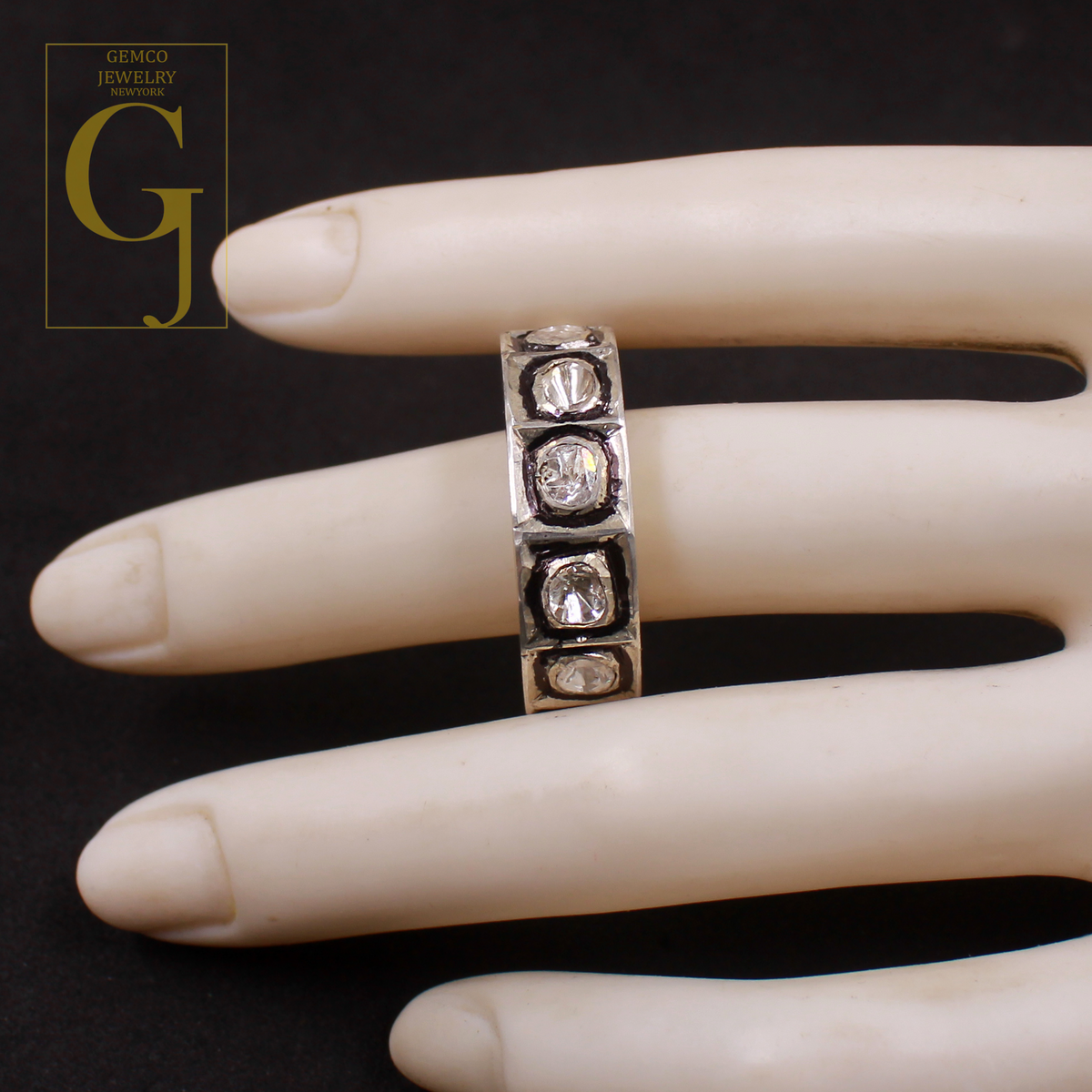 Natural Polki Diamonds Ring - Vermeil Gold Finish 925 Sterling Silver Handmade Designer Polki Diamonds Gift For Her