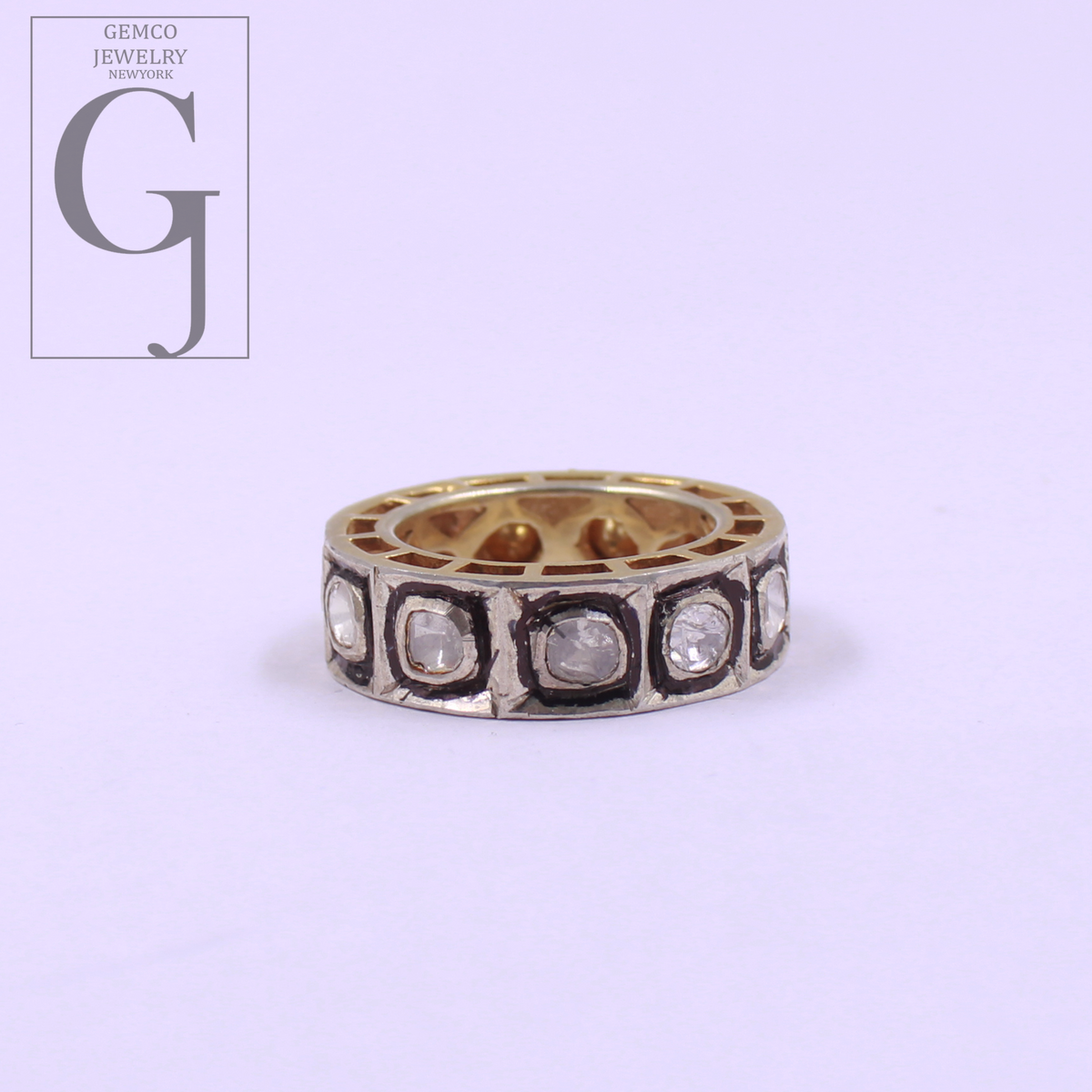 Natural Polki Diamonds Ring - Vermeil Gold Finish 925 Sterling Silver Handmade Designer Polki Diamonds Gift For Her