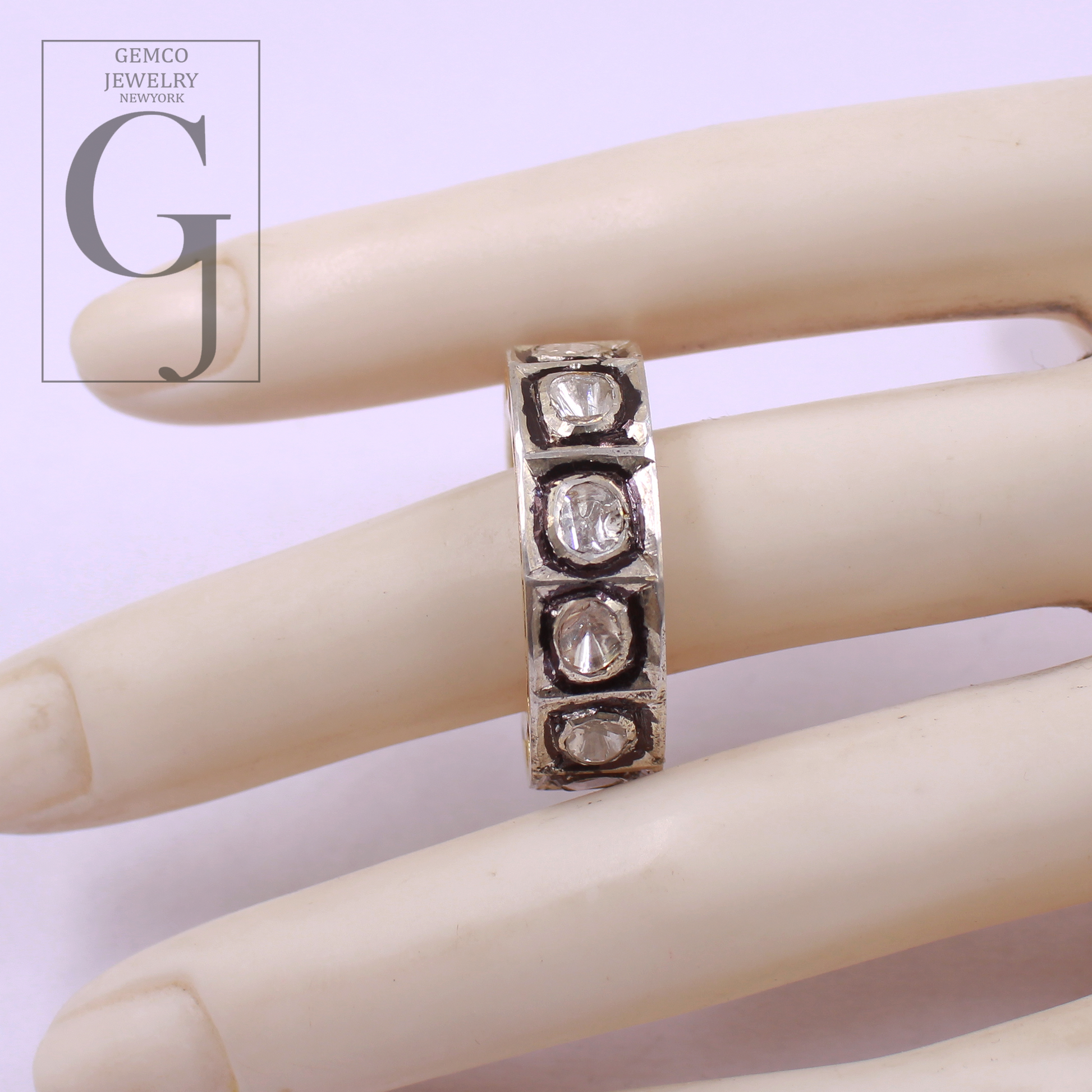Natural Polki Diamonds Ring - Vermeil Gold Finish 925 Sterling Silver Handmade Designer Polki Diamonds Gift For Her