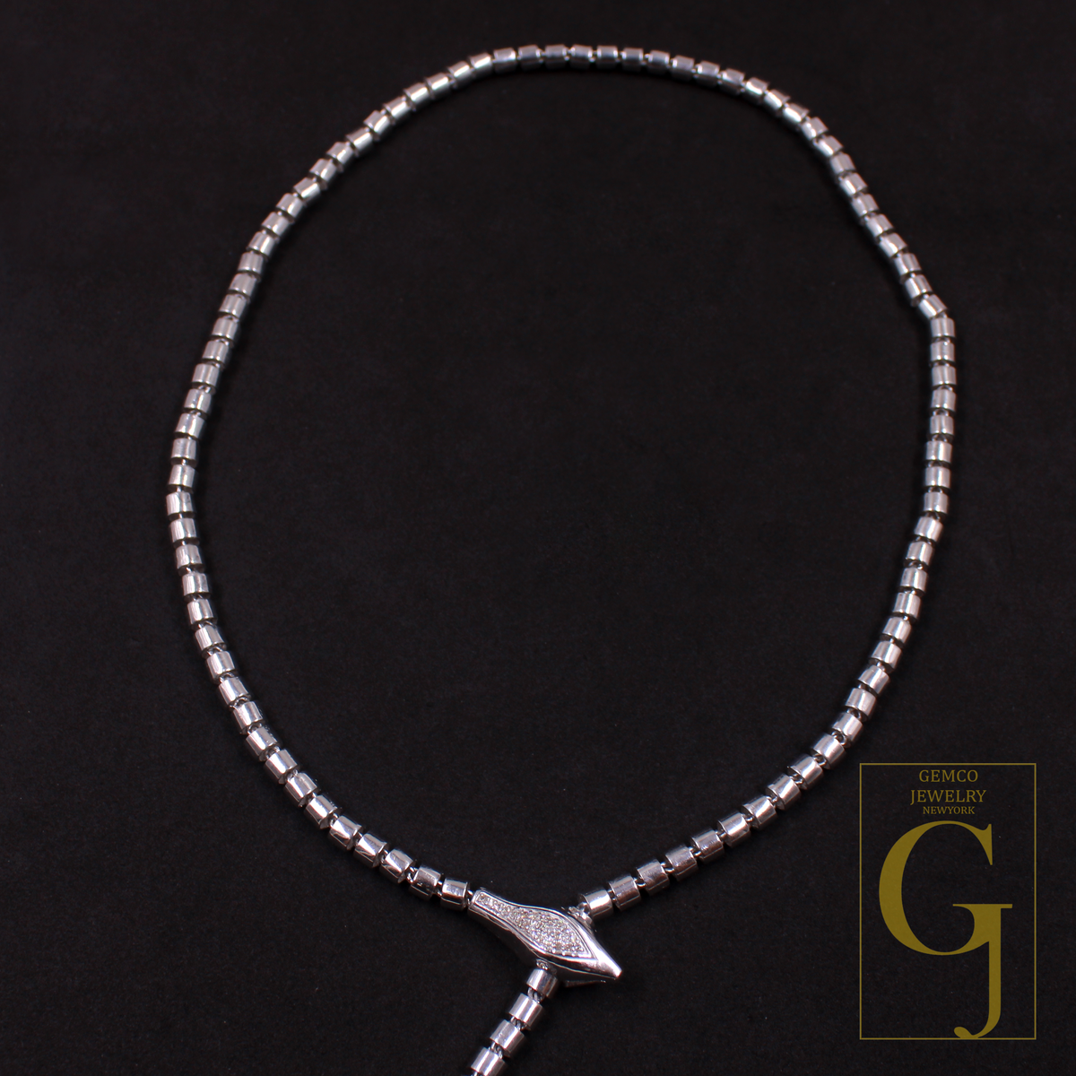 Beautiful Designer Snake Necklace With Rosecut Pave Diamond Made In 925 Sterling Silver Handmade Finish Snake Necklace Gift For Her