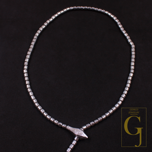 Beautiful Designer Snake Necklace With Rosecut Pave Diamond Made In 925 Sterling Silver Handmade Finish Snake Necklace Gift For Her