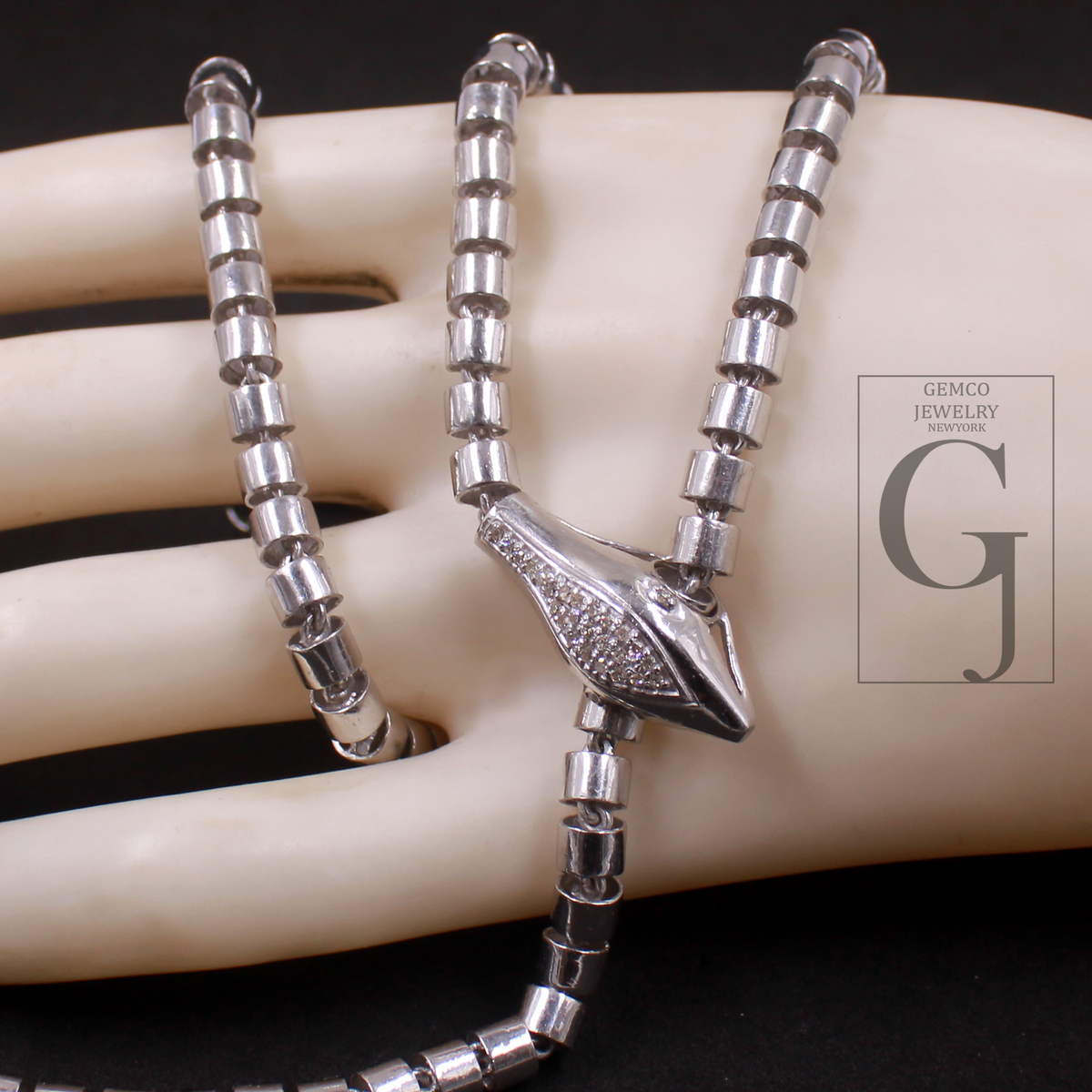 Beautiful Designer Snake Necklace With Rosecut Pave Diamond Made In 925 Sterling Silver Handmade Finish Snake Necklace Gift For Her