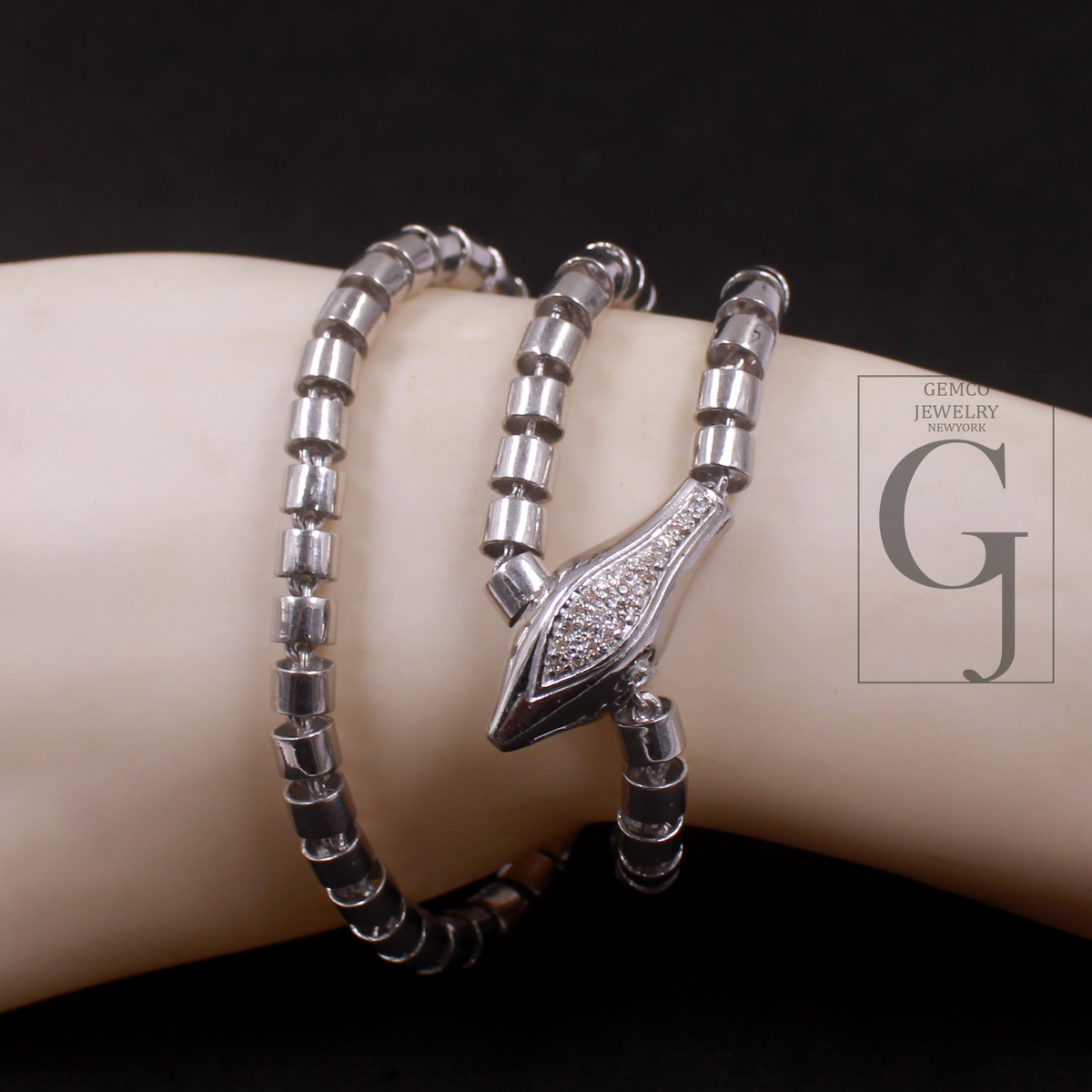 Beautiful Designer Snake Necklace With Rosecut Pave Diamond Made In 925 Sterling Silver Handmade Finish Snake Necklace Gift For Her