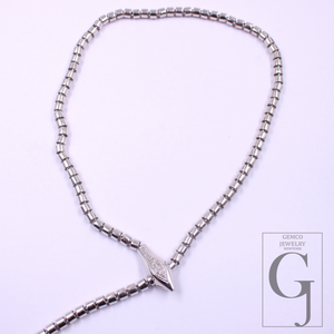 Beautiful Designer Snake Necklace With Rosecut Pave Diamond Made In 925 Sterling Silver Handmade Finish Snake Necklace Gift For Her