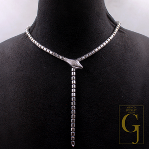 Beautiful Designer Snake Necklace With Rosecut Pave Diamond Made In 925 Sterling Silver Handmade Finish Snake Necklace Gift For Her