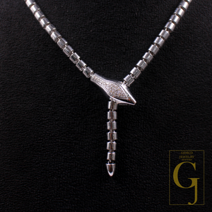Beautiful Designer Snake Necklace With Rosecut Pave Diamond Made In 925 Sterling Silver Handmade Finish Snake Necklace Gift For Her