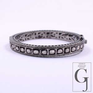 Natural Polki Diamond Bracelet With Rosecut Pave Diamonds Handmade Finish Jewelry Gift For Her