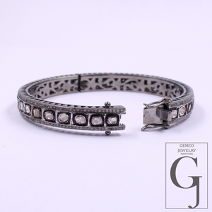 Natural Polki Diamond Bracelet With Rosecut Pave Diamonds Handmade Finish Jewelry Gift For Her