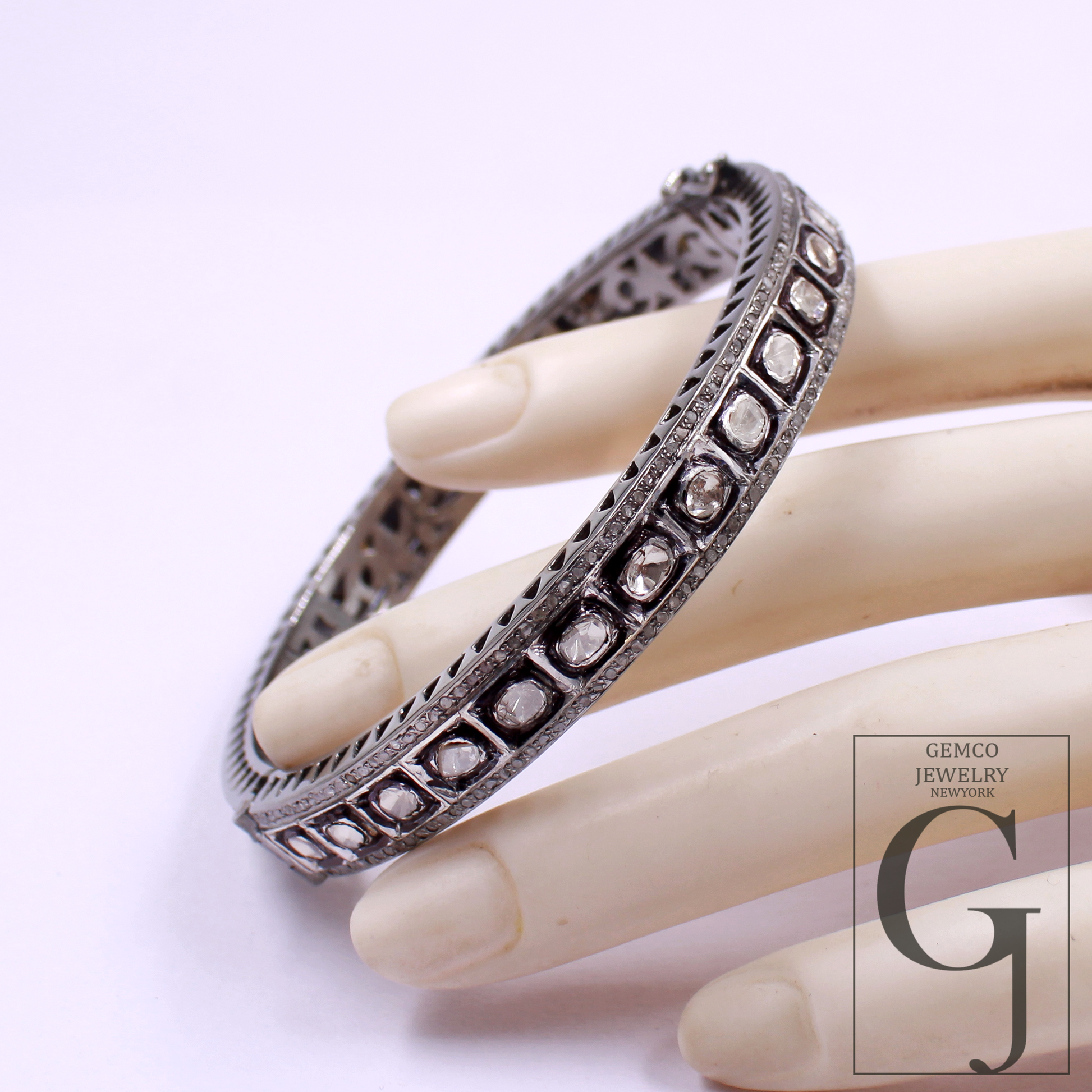 Natural Polki Diamond Bracelet With Rosecut Pave Diamonds Handmade Finish Jewelry Gift For Her