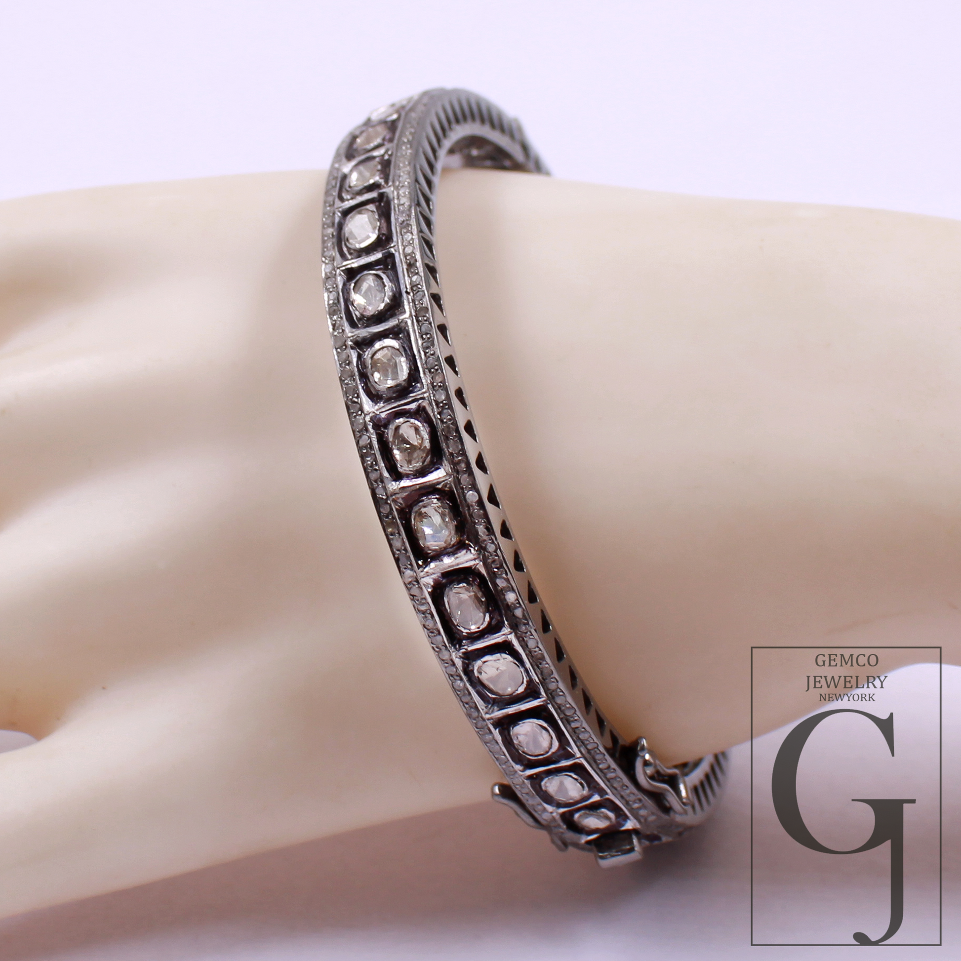 Natural Polki Diamond Bracelet With Rosecut Pave Diamonds Handmade Finish Jewelry Gift For Her