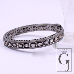 Natural Polki Diamond Bracelet With Rosecut Pave Diamonds Handmade Finish Jewelry Gift For Her