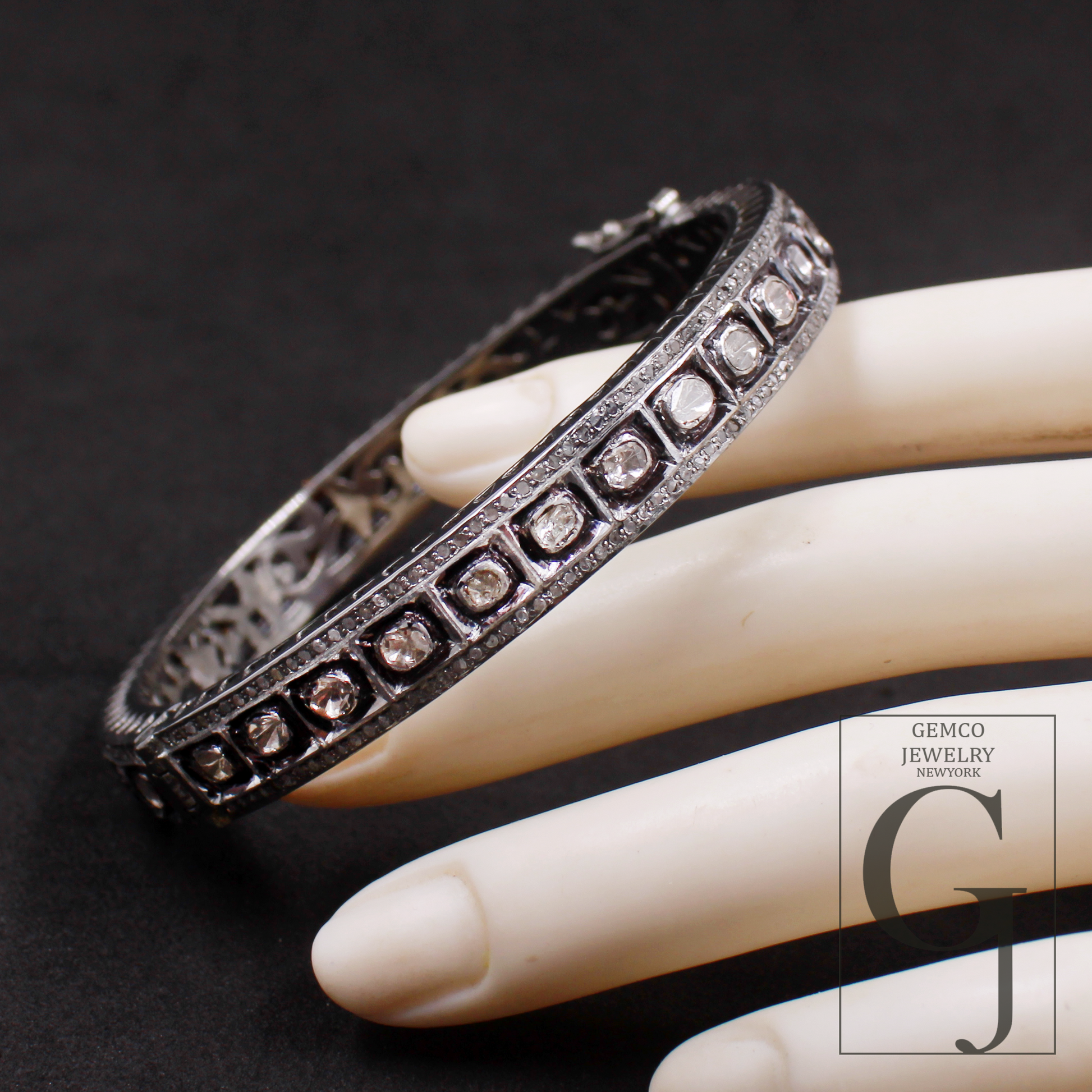 Natural Polki Diamond Bracelet With Rosecut Pave Diamonds Handmade Finish Jewelry Gift For Her