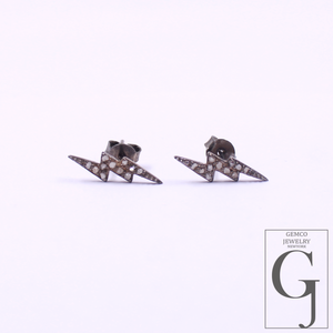 Natural Rosecut Pave Diamonds Earrings In 925 Sterling Silver Handmade Finish Designer Diamond Earring For Everyday Wear