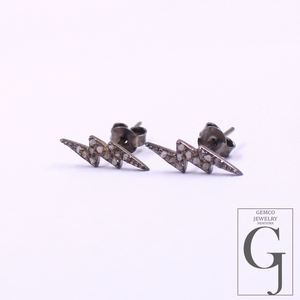 Natural Rosecut Pave Diamonds Earrings In 925 Sterling Silver Handmade Finish Designer Diamond Earring For Everyday Wear