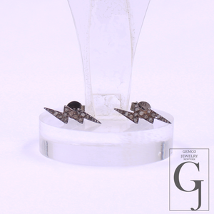 Natural Rosecut Pave Diamonds Earrings In 925 Sterling Silver Handmade Finish Designer Diamond Earring For Everyday Wear