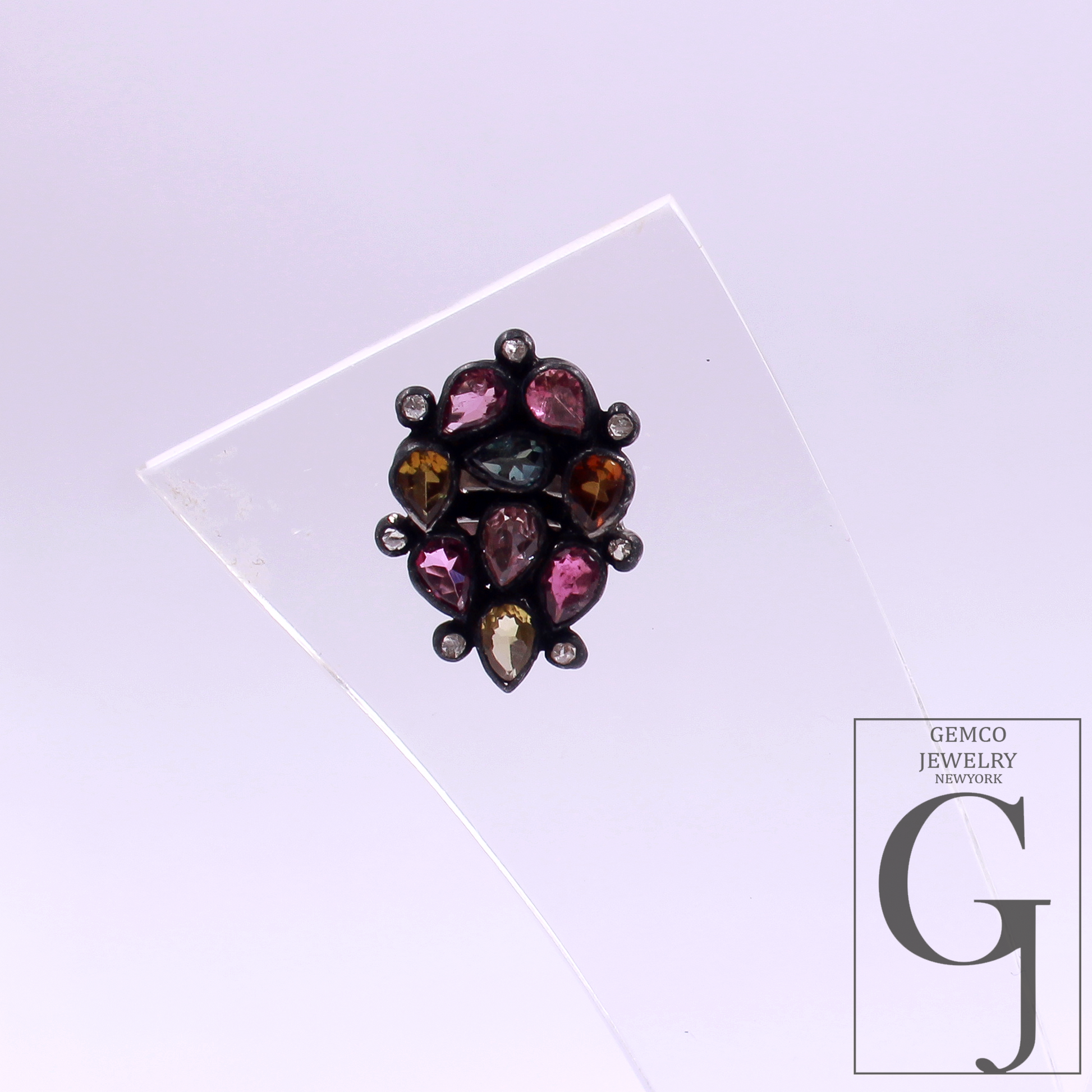 Natural Multi Tourmaline Earrings With Rosecut Pave Diamond 925 Sterling Silver Handmade Finish Earring For Everyday Wear