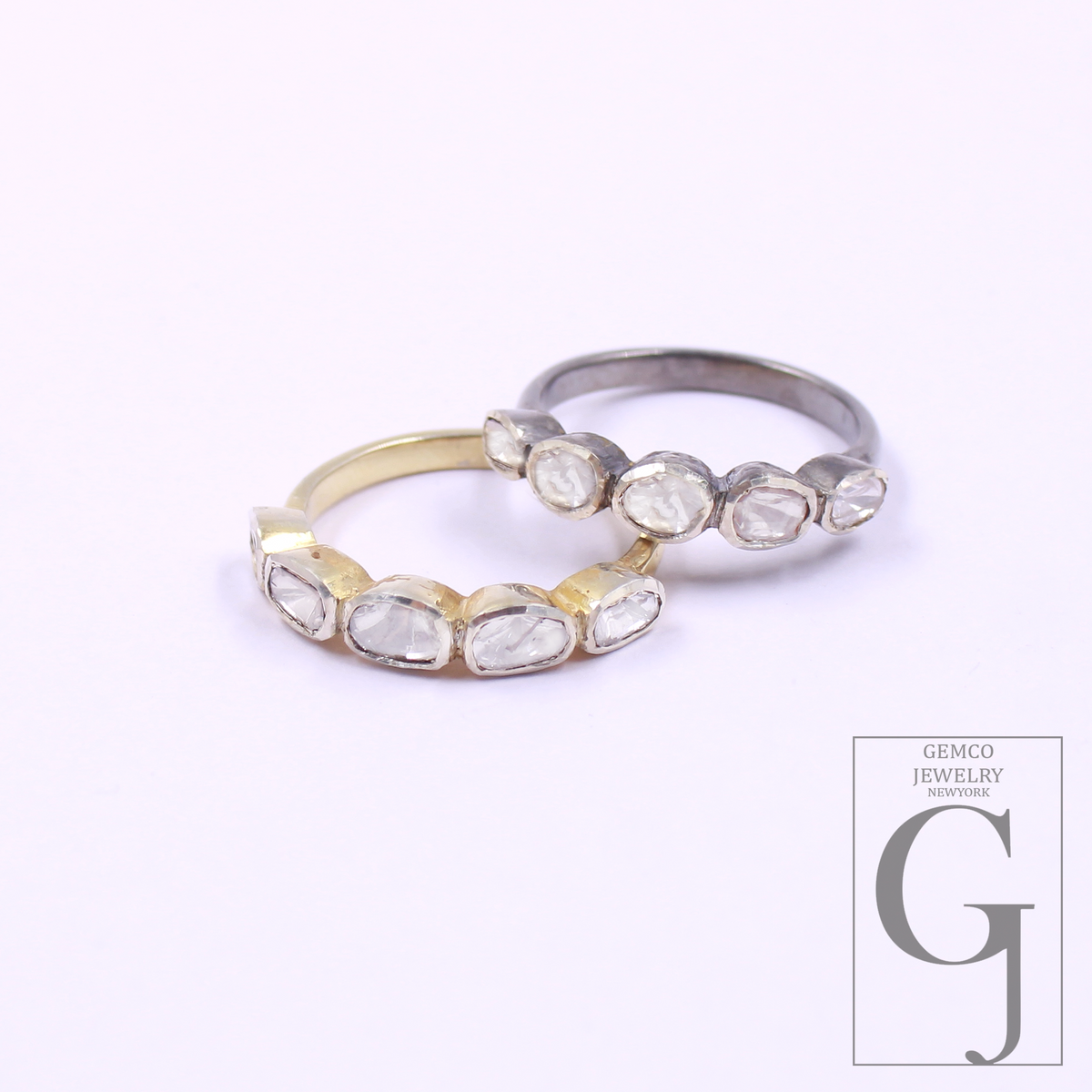 Beautiful Designer Flat Polki Diamond Ring Made In 925 Sterling Silver Handmade Finish Natural Diamond Ring