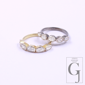 Beautiful Designer Flat Polki Diamond Ring Made In 925 Sterling Silver Handmade Finish Natural Diamond Ring