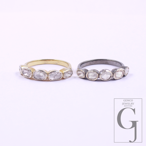 Beautiful Designer Flat Polki Diamond Ring Made In 925 Sterling Silver Handmade Finish Natural Diamond Ring