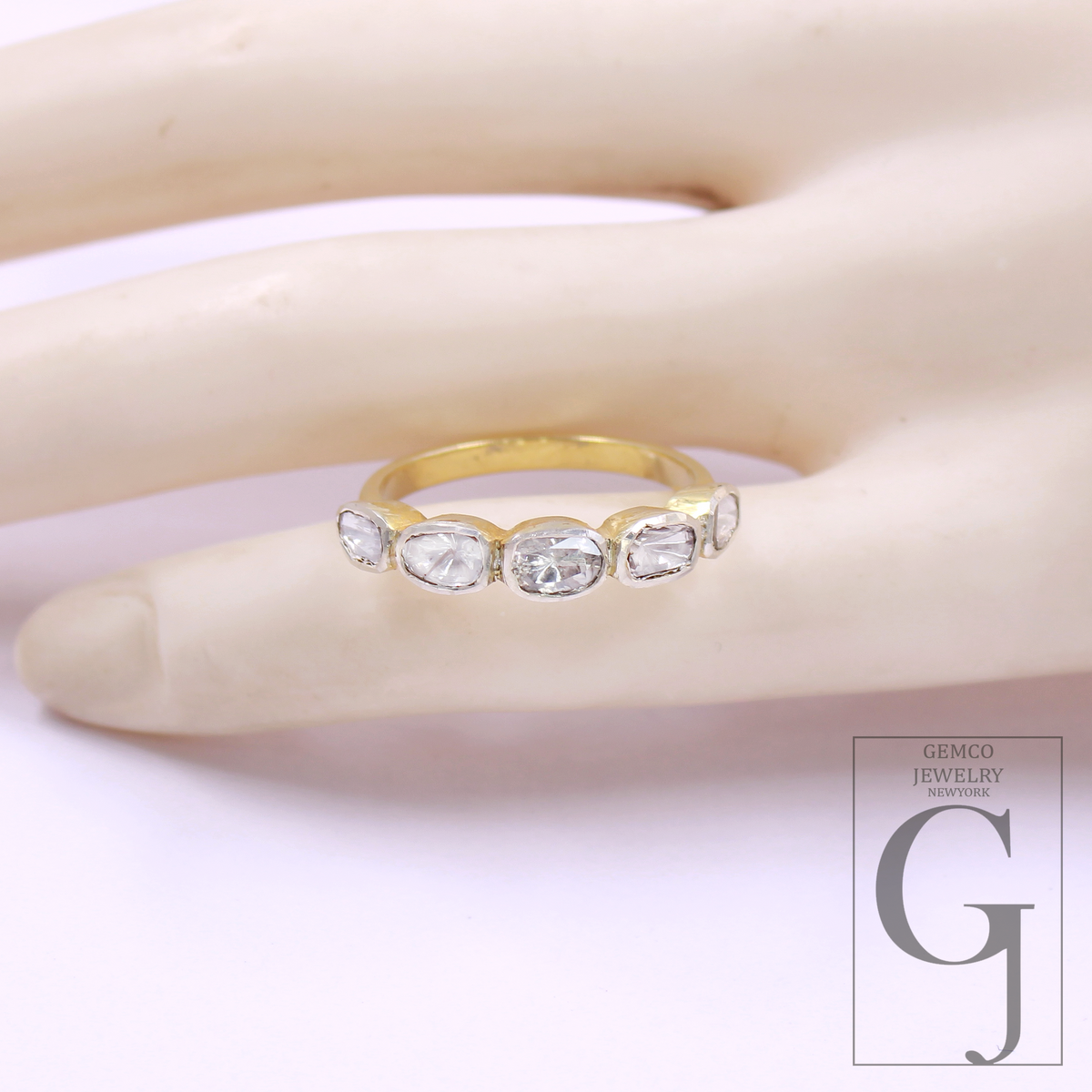 Beautiful Designer Flat Polki Diamond Ring Made In 925 Sterling Silver Handmade Finish Natural Diamond Ring