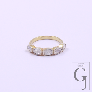 Beautiful Designer Flat Polki Diamond Ring Made In 925 Sterling Silver Handmade Finish Natural Diamond Ring