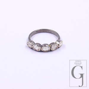 Beautiful Designer Flat Polki Diamond Ring Made In 925 Sterling Silver Handmade Finish Natural Diamond Ring