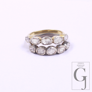 Beautiful Designer Flat Polki Diamond Ring Made In 925 Sterling Silver Handmade Finish Natural Diamond Ring